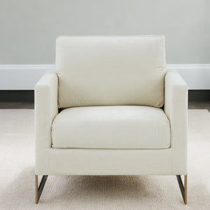 Homeroots 34" Cream And Gold Upholstered Arm Chair   473851