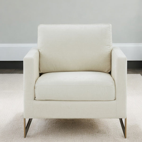 Homeroots 34" Cream And Gold Upholstered Arm Chair   473851