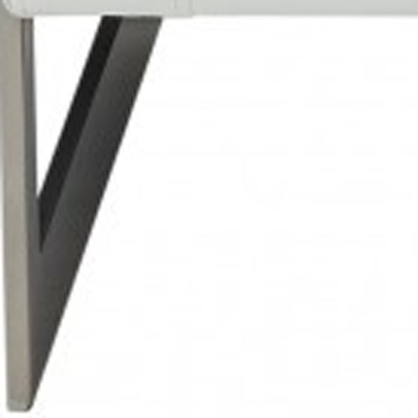 Homeroots 34" White And Silver Faux Leather Arm Chair   473852