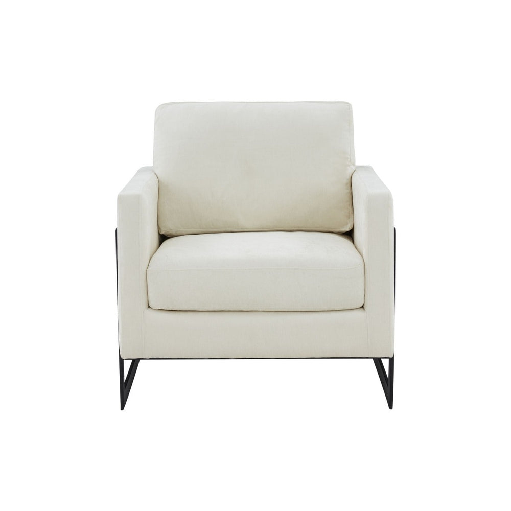 Homeroots 31" Cream And Black Fabric Club Chair   473853