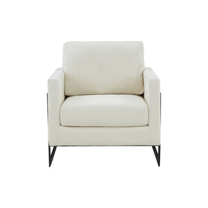 Homeroots 31" Cream And Black Fabric Club Chair   473853