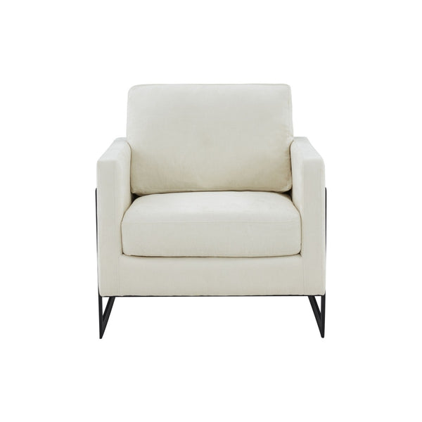 Homeroots 31" Cream And Black Fabric Club Chair   473853