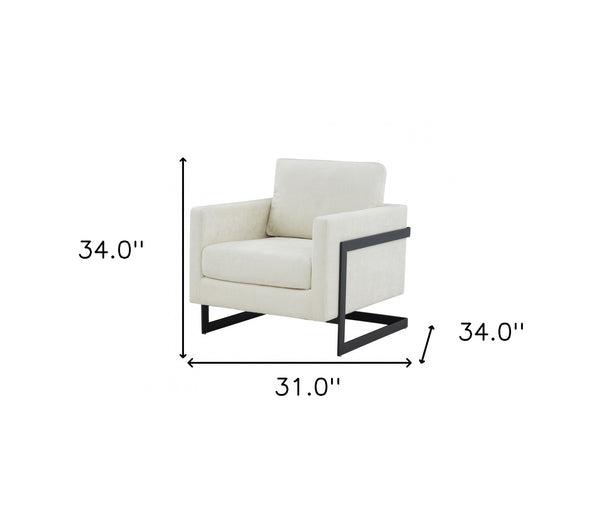 Homeroots 31" Cream And Black Fabric Club Chair   473853