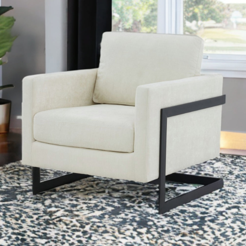 Homeroots 31" Cream And Black Fabric Club Chair   473853