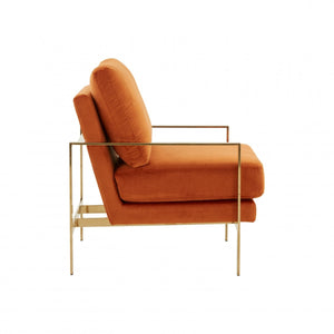 Homeroots Stylish Orange And Gold Accent Chair   473854