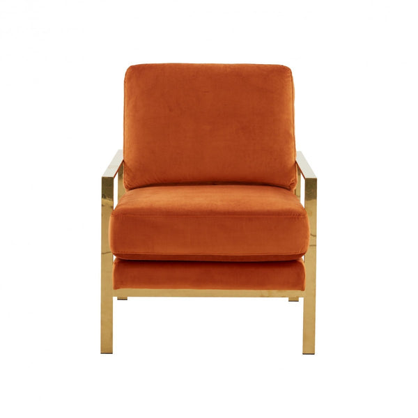 Homeroots Stylish Orange And Gold Accent Chair   473854