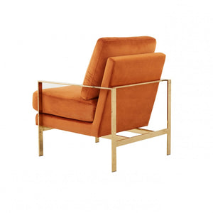 Homeroots Stylish Orange And Gold Accent Chair   473854