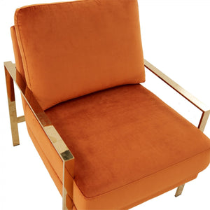 Homeroots Stylish Orange And Gold Accent Chair   473854