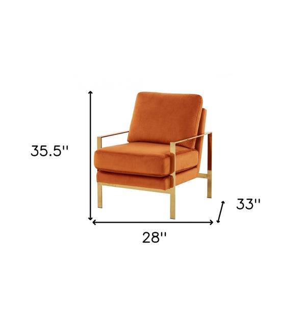 Homeroots Stylish Orange And Gold Accent Chair   473854