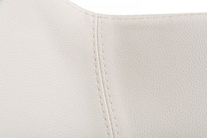 Homeroots 30" White And Silver Faux Leather And Stainless Steel Low Back Bar Height Bar Chair   473860