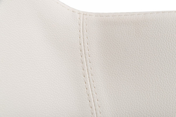 Homeroots 30" White And Silver Faux Leather And Stainless Steel Low Back Bar Height Bar Chair   473860