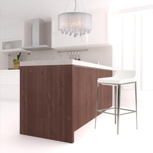 Homeroots 30" White And Silver Faux Leather And Stainless Steel Low Back Bar Height Bar Chair   473860