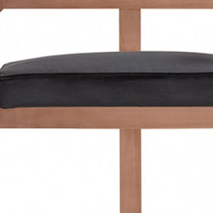 Homeroots 30" Black And Rose Gold Velvet And Stainless Steel Low Back Bar Height Bar Chair   473863