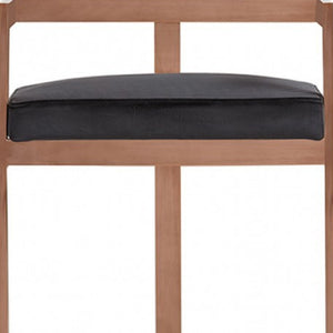 Homeroots 30" Black And Rose Gold Velvet And Stainless Steel Low Back Bar Height Bar Chair   473863