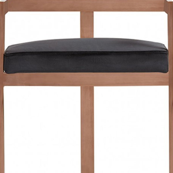 Homeroots 30" Black And Rose Gold Velvet And Stainless Steel Low Back Bar Height Bar Chair   473863