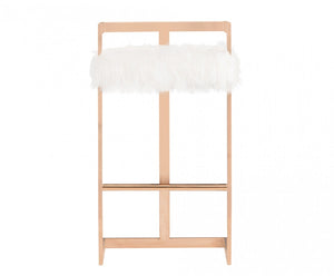 Homeroots 30" White And Pink Velvet And Stainless Steel Low Back Bar Height Bar Chair   473864