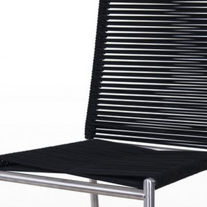 Homeroots 30" Black And Silver Stainless Steel Bar Height Bar Chair   473865