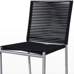 Homeroots 30" Black And Silver Stainless Steel Bar Height Bar Chair   473865