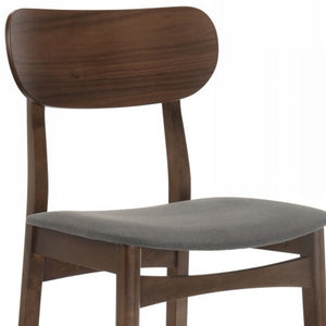 Homeroots Set Of Two 29" Gray And Brown Solid Wood Low Back Bar Height Bar Chairs   473866