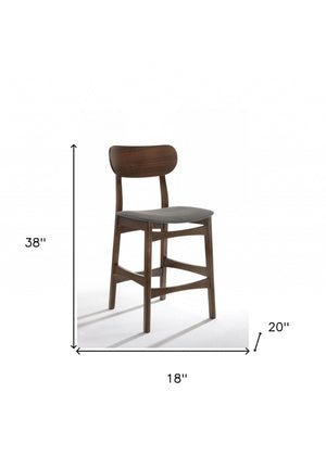 Homeroots Set Of Two 29" Gray And Brown Solid Wood Low Back Bar Height Bar Chairs   473866