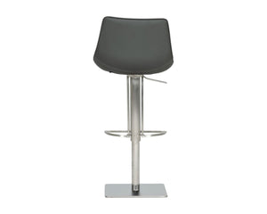 HomeRoots 29" Gray Faux Leather Swivel Bar Chair with Stainless Steel Frame - Modern & Comfortable Design 473872