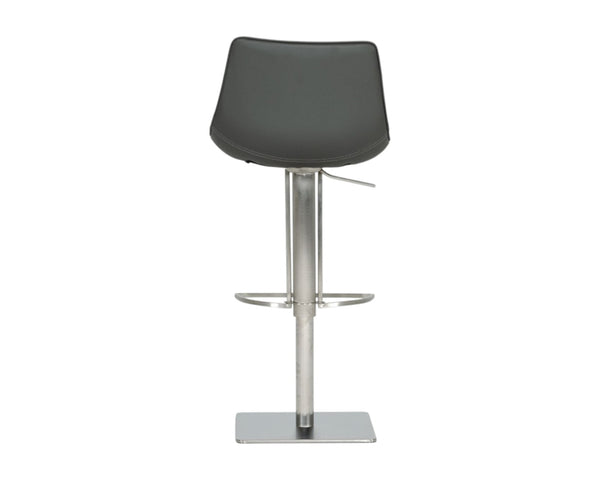 HomeRoots 29" Gray Faux Leather Swivel Bar Chair with Stainless Steel Frame - Modern & Comfortable Design 473872