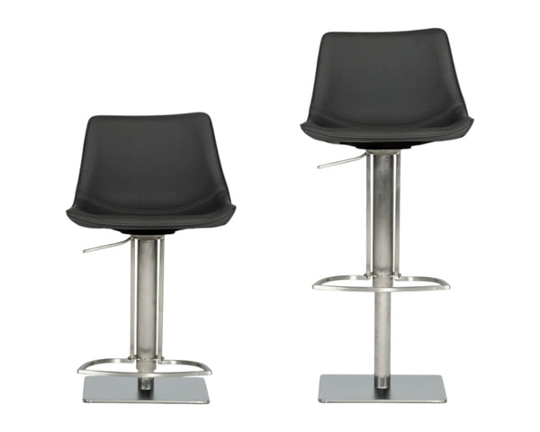 HomeRoots 29" Gray Faux Leather Swivel Bar Chair with Stainless Steel Frame - Modern & Comfortable Design 473872
