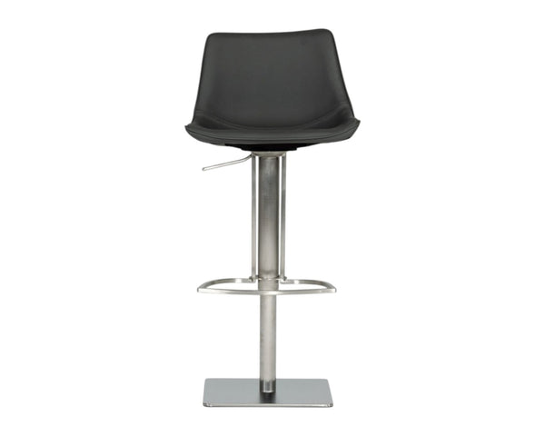 HomeRoots 29" Gray Faux Leather Swivel Bar Chair with Stainless Steel Frame - Modern & Comfortable Design 473872