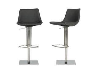HomeRoots 29" Gray Faux Leather Swivel Bar Chair with Stainless Steel Frame - Modern & Comfortable Design 473872