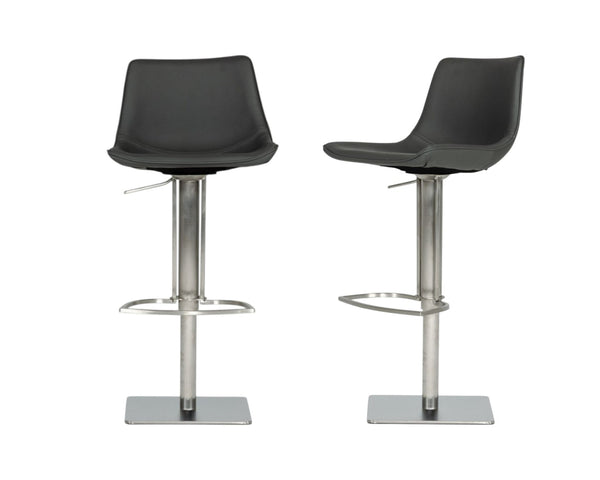 HomeRoots 29" Gray Faux Leather Swivel Bar Chair with Stainless Steel Frame - Modern & Comfortable Design 473872