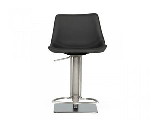 Homeroots 29" Gray And Silver Faux Leather And Stainless Steel Swivel Low Back Bar Height Bar Chair   473872