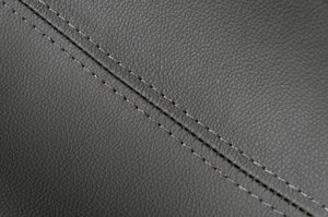 Homeroots 29" Gray And Silver Faux Leather And Stainless Steel Swivel Low Back Bar Height Bar Chair   473872