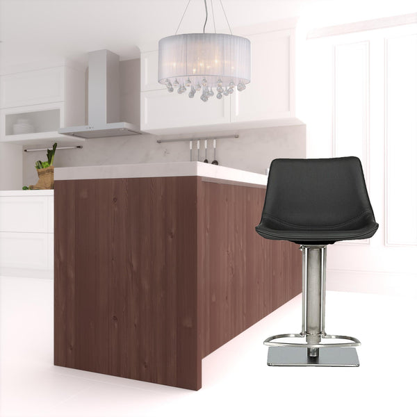 Homeroots 29" Gray And Silver Faux Leather And Stainless Steel Swivel Low Back Bar Height Bar Chair   473872