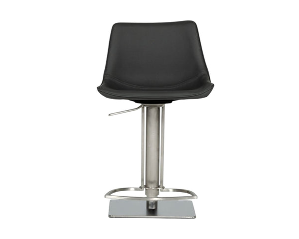 HomeRoots 29" Gray Faux Leather Swivel Bar Chair with Stainless Steel Frame - Modern & Comfortable Design 473872