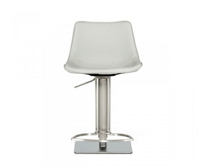 Homeroots 29" Light Gray And Silver Faux Leather And Stainless Steel Swivel Low Back Bar Height Bar Chair   473873