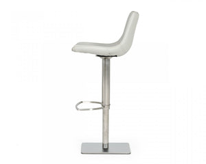 Homeroots 29" Light Gray And Silver Faux Leather And Stainless Steel Swivel Low Back Bar Height Bar Chair   473873