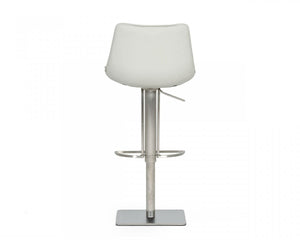 Homeroots 29" Light Gray And Silver Faux Leather And Stainless Steel Swivel Low Back Bar Height Bar Chair   473873