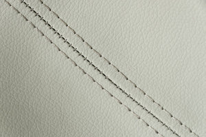 Homeroots 29" Light Gray And Silver Faux Leather And Stainless Steel Swivel Low Back Bar Height Bar Chair   473873