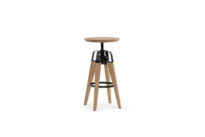 Homeroots 34" Natural And Natural And Black Solid Wood Backless Bar Chair   473874