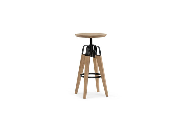 Homeroots 34" Natural And Natural And Black Solid Wood Backless Bar Chair   473874