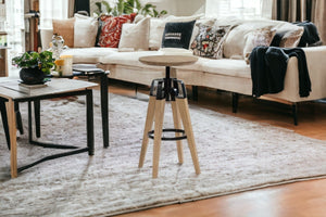 Homeroots 34" Natural And Natural And Black Solid Wood Backless Bar Chair   473874