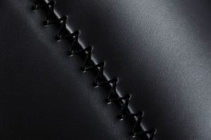 Homeroots Set Of Two 30" Black And Silver Faux Leather And Steel Low Back Bar Height Bar Chairs   473876