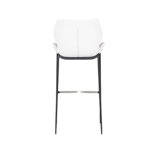 HomeRoots Set of Two Modern 30" Bar Chairs with White Faux Leather Seats & Sturdy Black Steel Frame Design 473877
