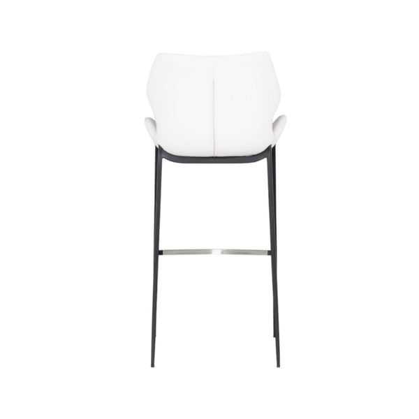 HomeRoots Set of Two Modern 30" Bar Chairs with White Faux Leather Seats & Sturdy Black Steel Frame Design 473877