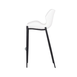 HomeRoots Set of Two Modern 30" Bar Chairs with White Faux Leather Seats & Sturdy Black Steel Frame Design 473877