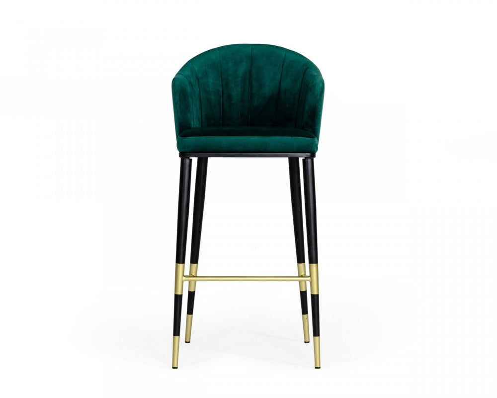 Homeroots 31" Green And Black Steel Low Back Bar Height Bar Chair   473880
