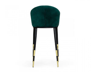 Homeroots 31" Green And Black Steel Low Back Bar Height Bar Chair   473880