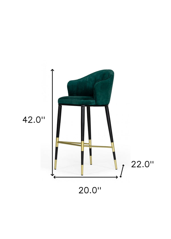 Homeroots 31" Green And Black Steel Low Back Bar Height Bar Chair   473880