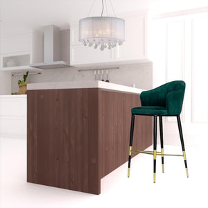 Homeroots 31" Green And Black Steel Low Back Bar Height Bar Chair   473880