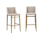 Homeroots Set Of Two 31" Beige And Gold Stainless Steel Bar Height Bar Chairs   473883